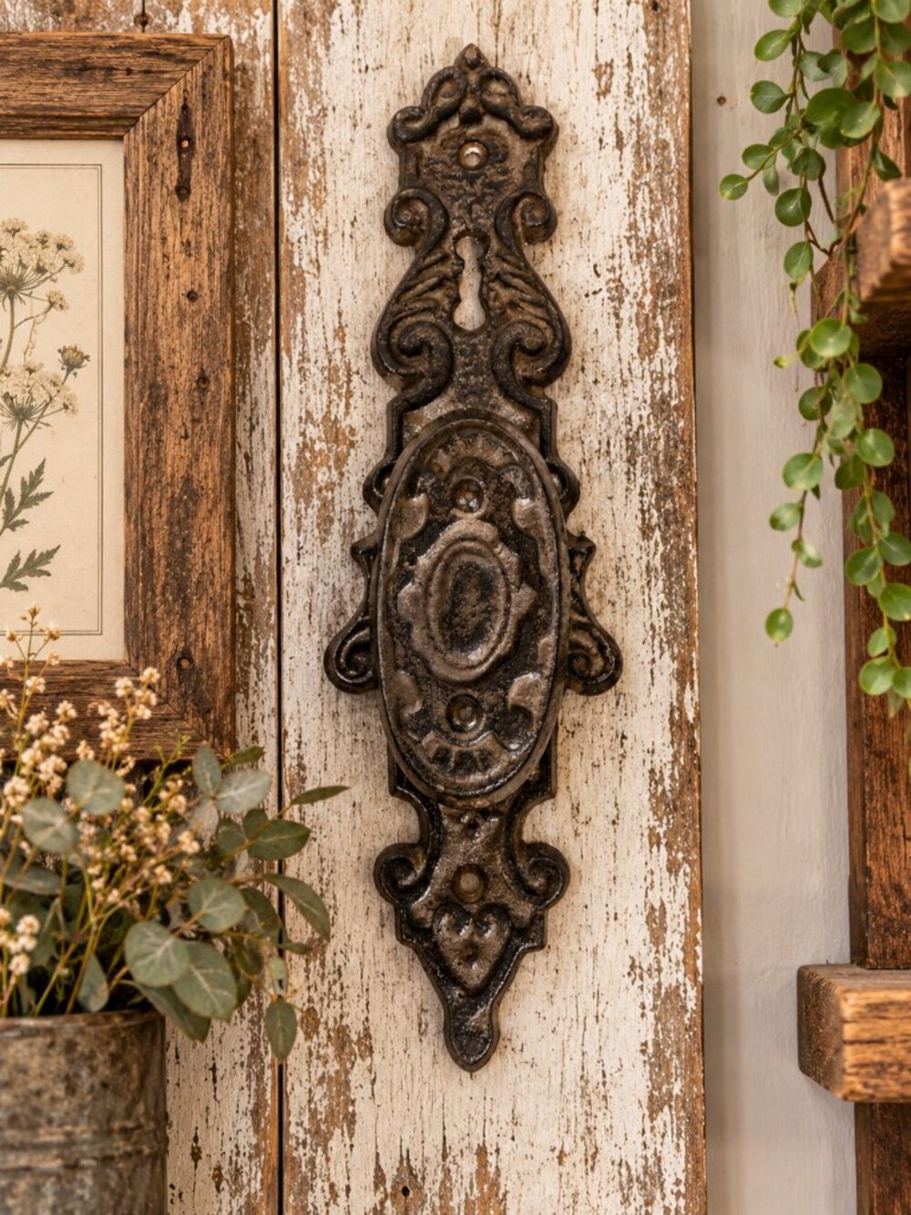 Ornate Metal Doorknob Backplate Farmhouse Rustic Prairie Cottagecore Gothic Deco
